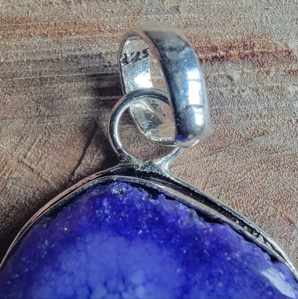 Handcrafted Stunning Blue Solar Quartz 925 Silver Plated Pendant . - Picture 4 of 5